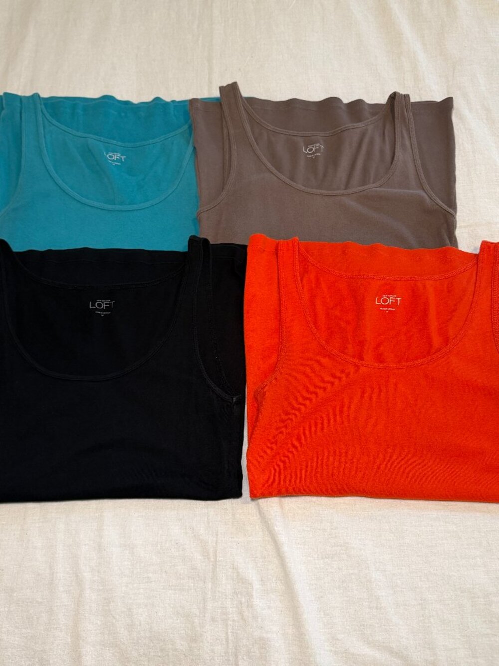 Lot of 4 Loft Layering Tank Tops Womens M Teal Brown Black Orange Sleeveless EUC
